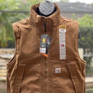 CARHARTT FLAME-RESISTANT QUICK DUCK BROWN VEST JACKET [103387]
